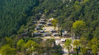 an aerial view of a house on a mountain at EuroParcs Hoge Kempen in Zutendaal