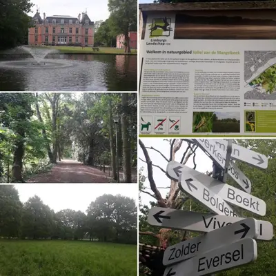 a collage of photos of a building with signs at Vakantiewoning Casa Maran in een groene omgeving te Heusden-Zolder in Heusden - Zolder
