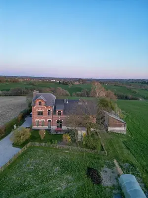 an aerial view of a house with a yard at Ô Macra B&B - Aubel, Pays de Herve in Aubel