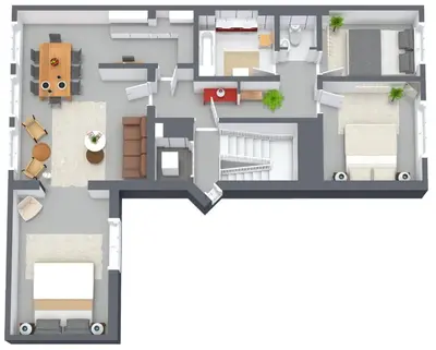 a floor plan of a house at Saint Pablo Boutique Apt I 3BR, Grote Markt, City Center, Near Station in Hasselt
