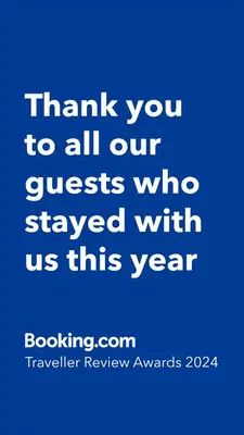 a blue background with the words thank you to all our guests who stayed with us at Bed & Bokes aan de Maaskant in Lanaken