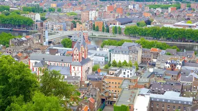 an aerial view of a city with a bridge at Penthouse Hors-Château in Liège
