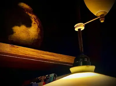 a lamp sitting on a shelf next to a globe at Bonjour Pierreuse in Liège
