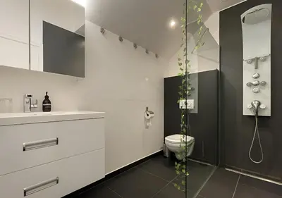 a bathroom with a toilet and a sink at Arcaden loft in Sint-Martens-Voeren