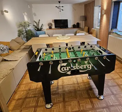 a ping pong table with a giant chessboard on it at Parkvilla Vakantiehuis voor 23 personen in Heusden - Zolder